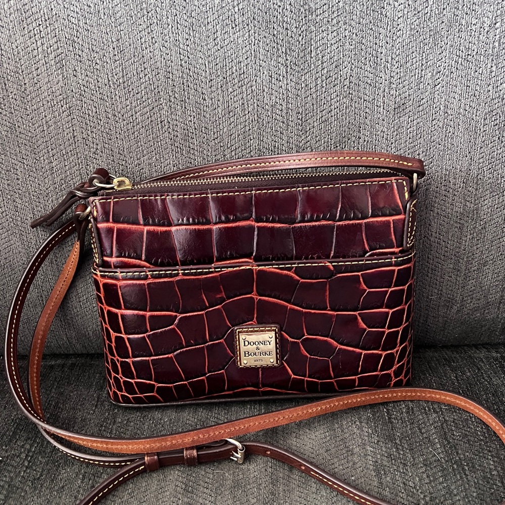 Dooney & Bourke Burgundy Croc Embossed Crossbody Bag
